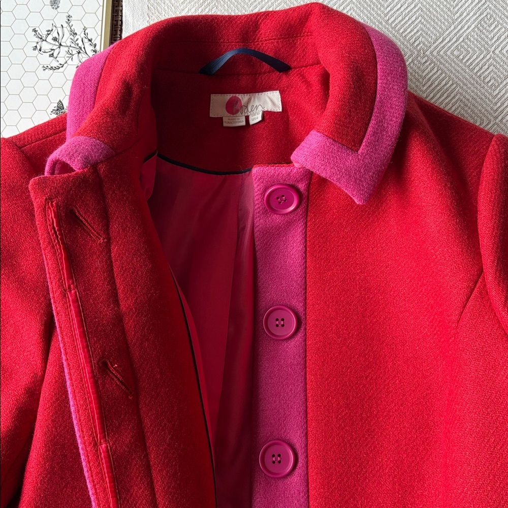 Boden Mitford Holiday Red Wool Coat - Picture 2 of 12